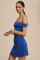 BHLDN Maci Off-The-Shoulder Stretch Crepe Mini Dress