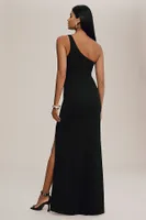 BHLDN Hallie One-Shoulder Stretch Crepe Maxi Gown