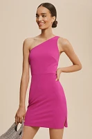 BHLDN Emilia One-Shoulder Stretch Crepe Mini Dress