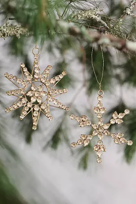 Bejeweled Snowflake Ornaments, Set of 2