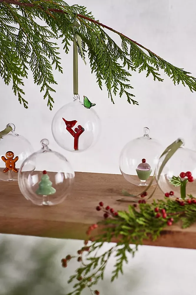 Holiday Bird Glass Globe Ornament