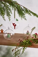 Holiday Bird Glass Globe Ornament
