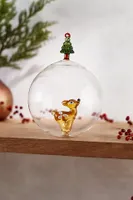 Fawn + Tree Glass Globe Ornament