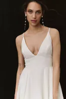 Jenny Yoo Persephone V-Neck A-Line Jacquard Wedding Gown