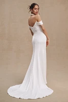 Jenny by Yoo Viviana Off-The-Shoulder Cowl-Neck Wedding Gown