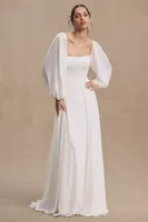 Jenny by Yoo Louise Square-Neck A-Line Chiffon Wedding Gown