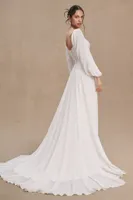 Jenny by Yoo Louise Square-Neck A-Line Chiffon Wedding Gown