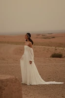 Jenny by Yoo Louise Square-Neck A-Line Chiffon Wedding Gown