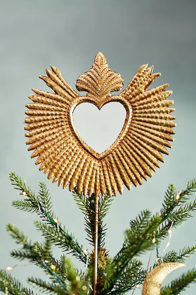 Mirrored Gold Heart Tree Topper