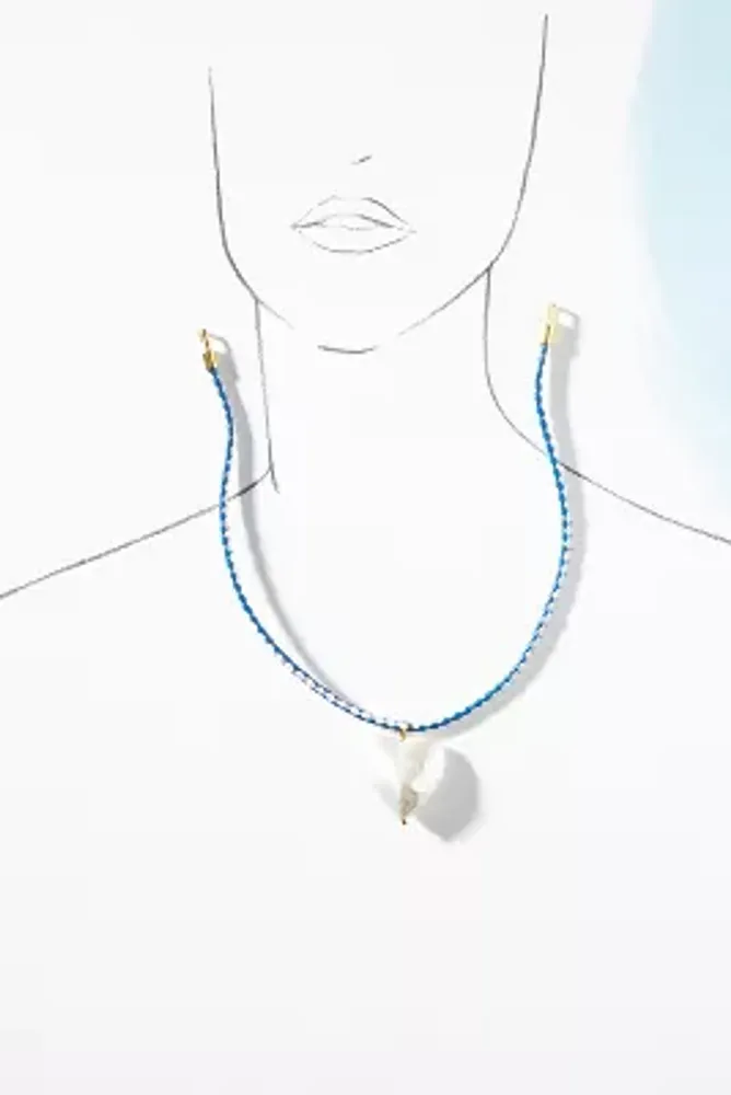 Timeless Pearly Pearl Heart Blue Cord Necklace