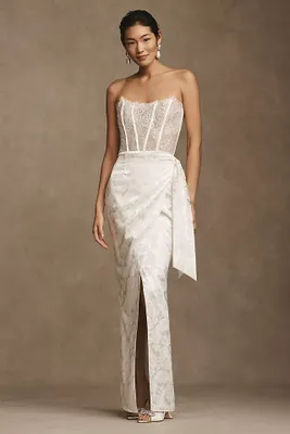 V. Chapman Jeanine Strapless Corset Wrap Gown