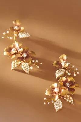 Twigs & Honey Blooming Brass Floral Chandelier Earrings