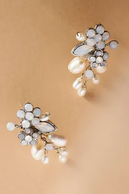 Twigs & Honey Freshwater Pearl and Crystal Cluster Earrings
