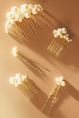 Twigs & Honey Pearl Bubbles Hair Combs and Pins, Set of 5