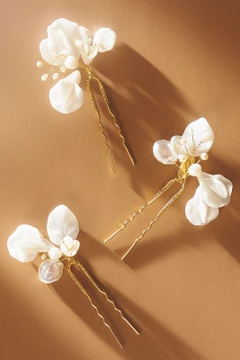 Twigs & Honey Pearlescent Sweet Pea Hair Pins, Set of 3