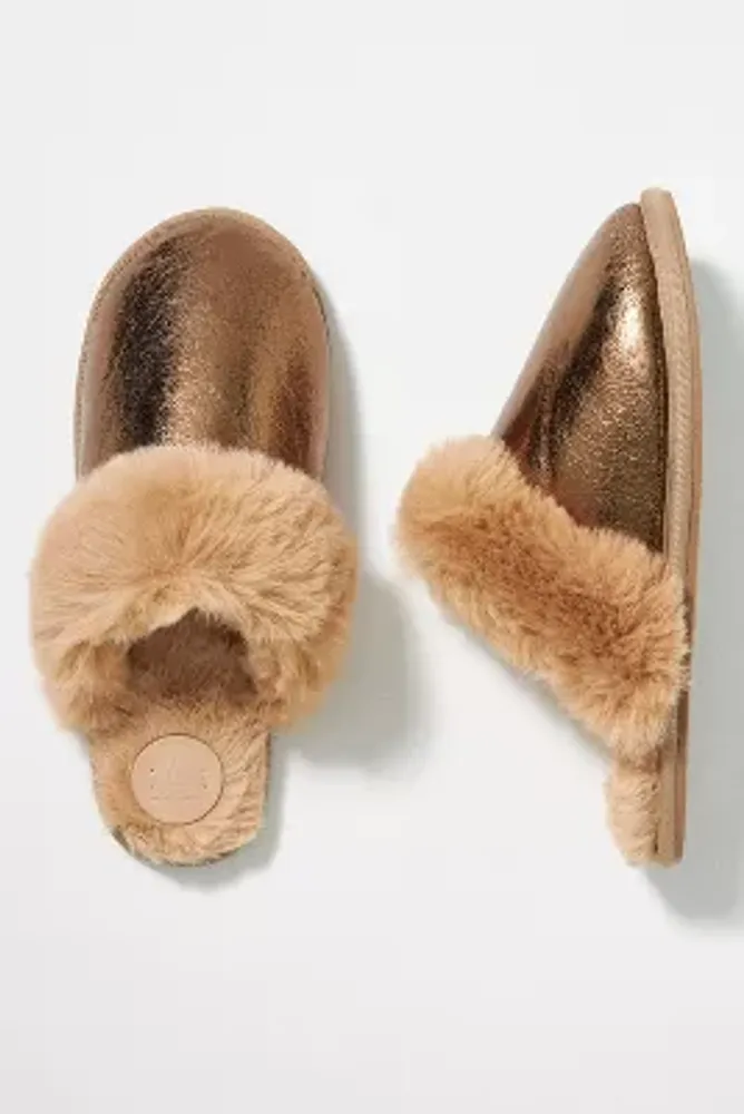 By Anthropologie Metallic Scuff Slippers