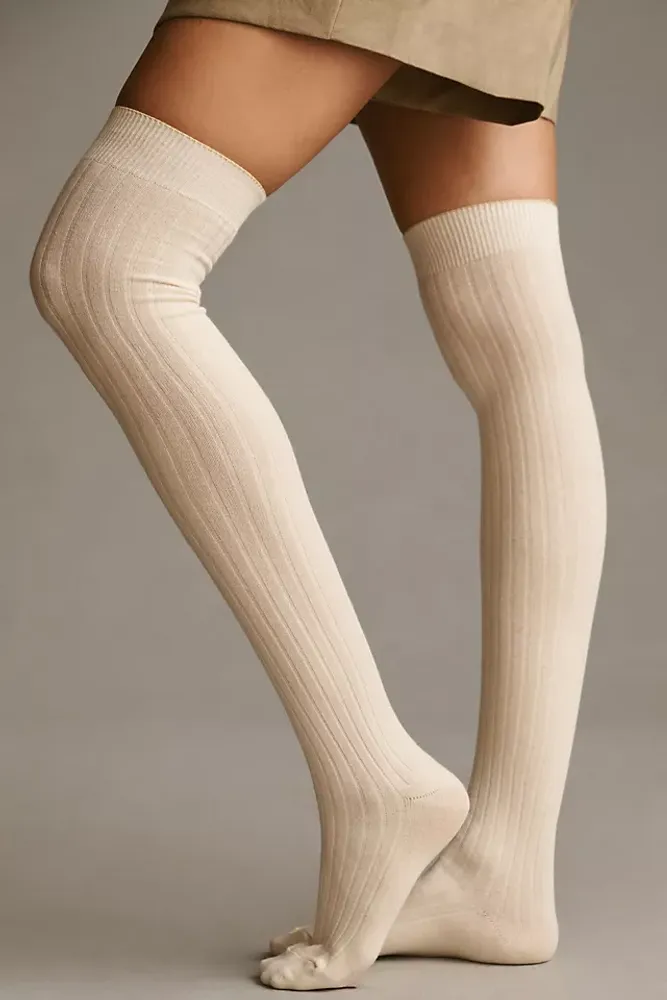 By Anthropologie Over-The-Knee Ribbed Socks