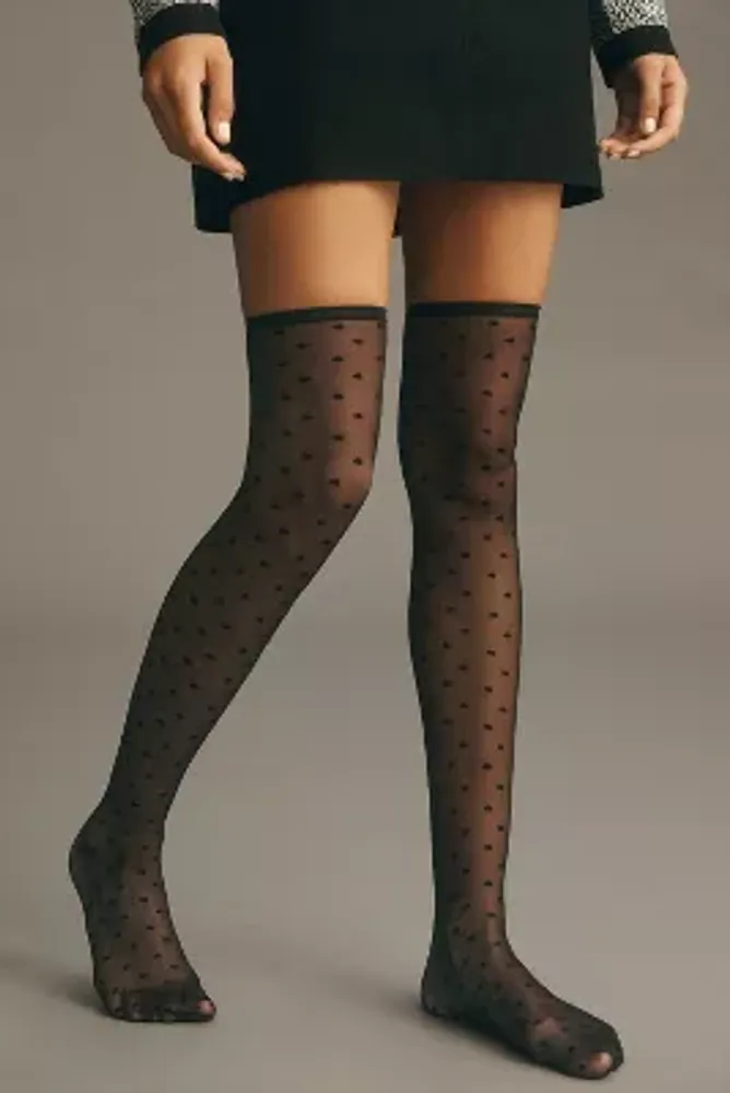 By Anthropologie Over-The-Knee Sheer Polka-Dot Socks