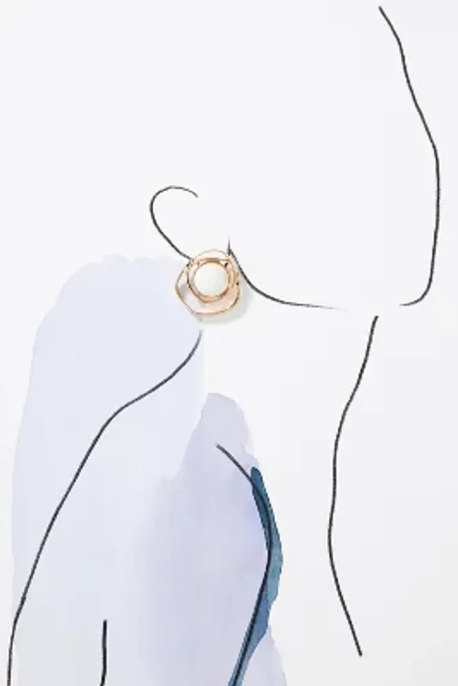 Wire Ripple Pearl Earrings