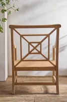 Fretwork Teak Garden Chair, Golden Finish
