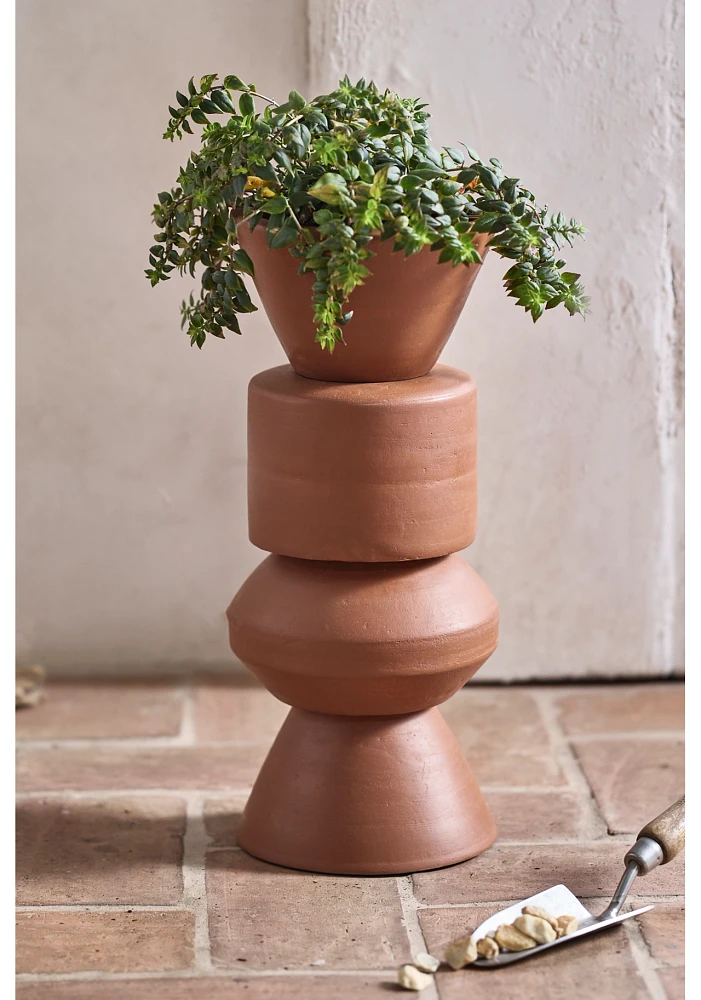 Tall Geo Terracotta Planter