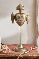 Gilded Winged Heart Locket on Stand