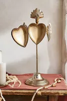 Gilded Winged Heart Locket on Stand