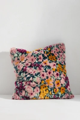 Faux-Fur Floral Jacquard Pillow