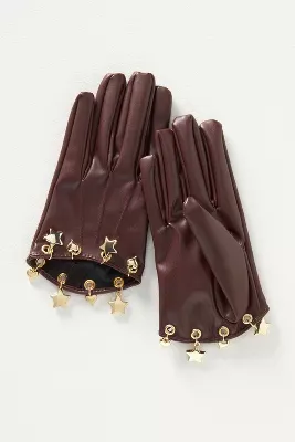 By Anthropologie Faux Leather Charm Gloves