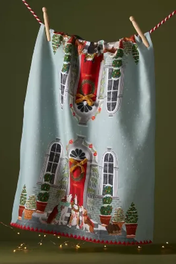 Dog Carolers Dish Towel