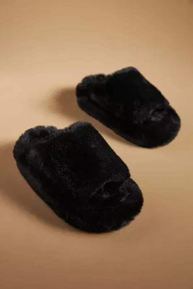 Maeve Fuzzy Platform Slippers