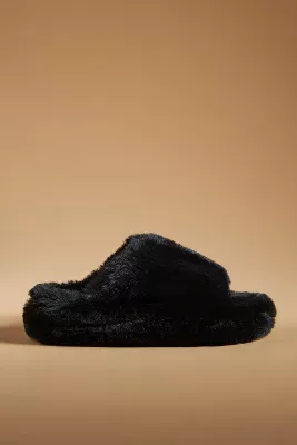 Maeve Fuzzy Platform Slippers