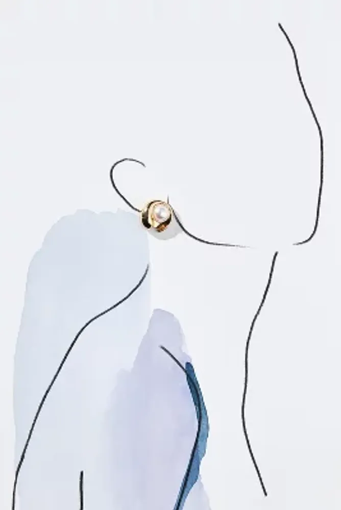 Shell-Shaped Pearl Post Earrings