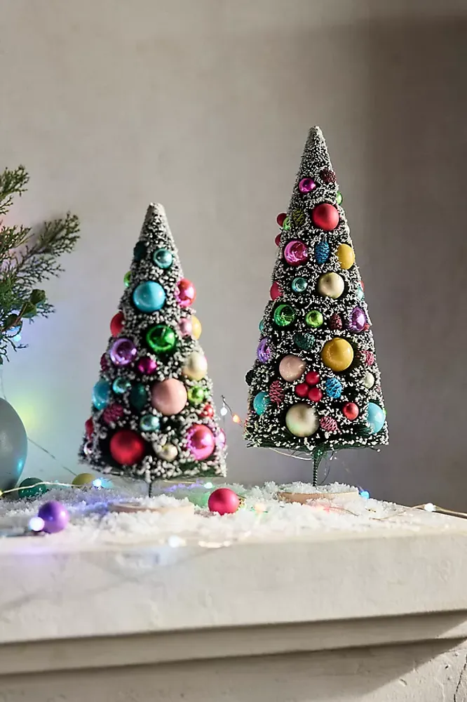 Snowy Decorated Brush Tree