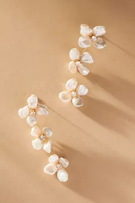 Serefina Heishi Pearl Floral Drop Earrings