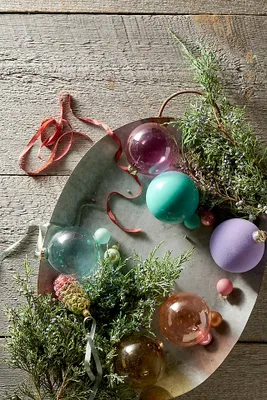 Mixed Finish Glass Globe Ornaments, Set of 16