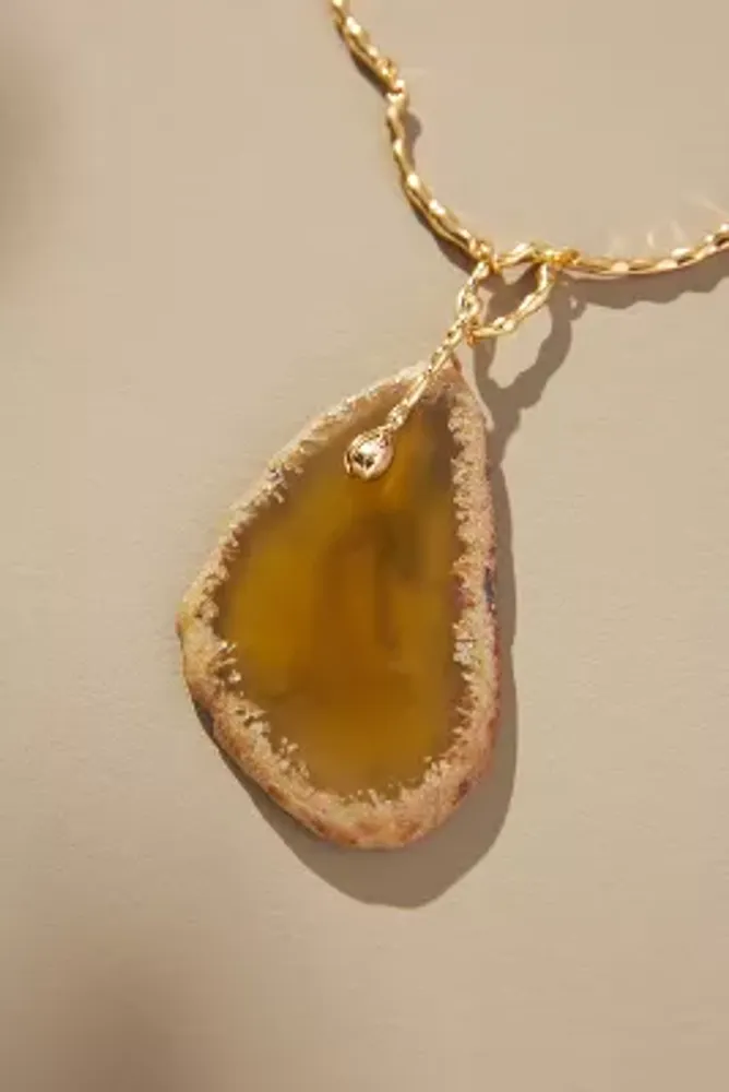 Wavy Chain Agate Pendant Necklace