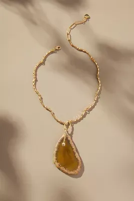 Wavy Chain Agate Pendant Necklace