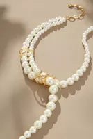 Elongated Pearl Necklace