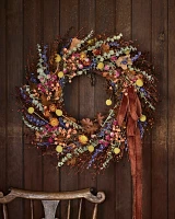 Preserved Flax, Daisy, Strawflower + Amaranthus Wreath