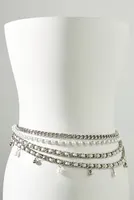 Pearl Silver Chain Belt