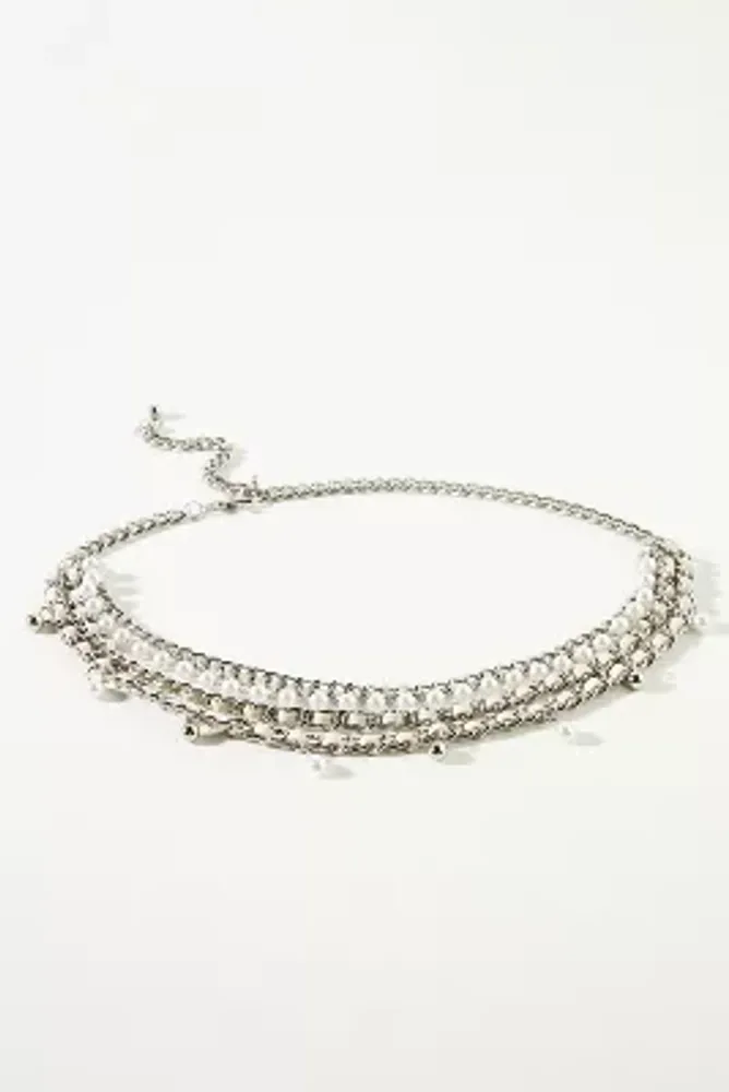 Pearl Silver Chain Belt