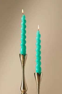 High Shine Spiral Taper Candles, Set of 2
