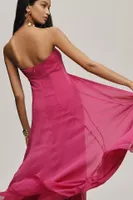 BHLDN Sydney Solid Strapless Chiffon Gown