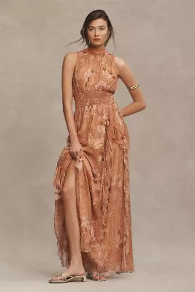 BHLDN High-Neck A-Line Chiffon Gown