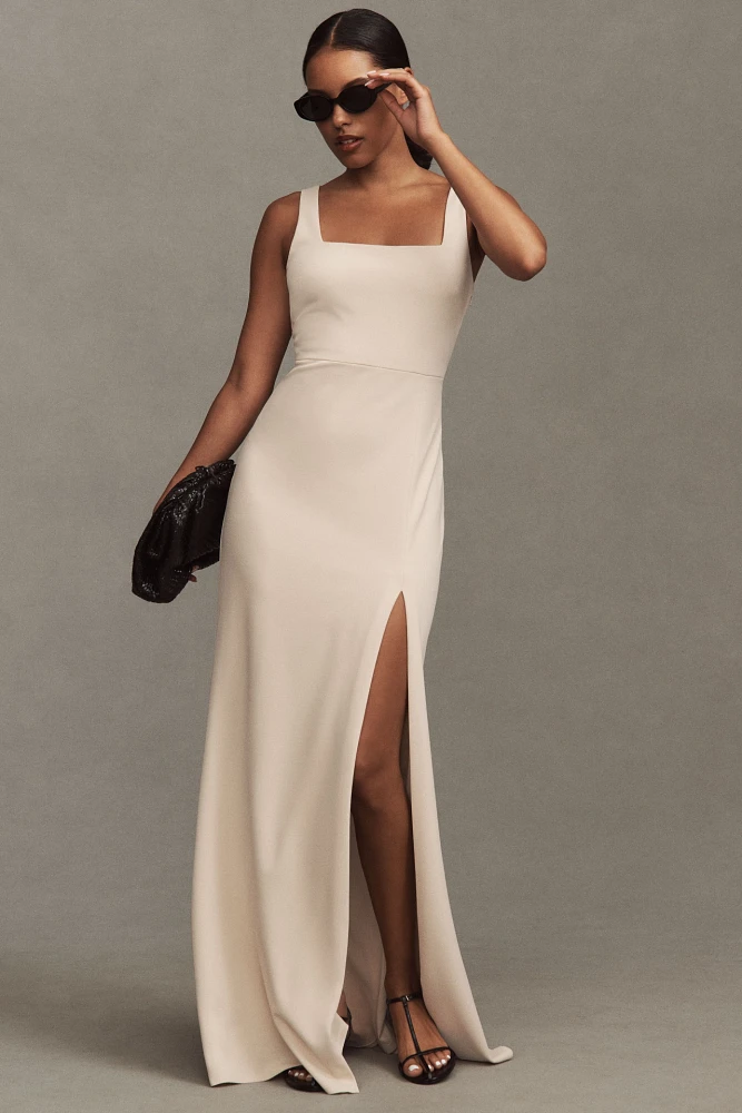 BHLDN Blake Square-Neck Stretch Crepe Maxi Dress