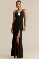 BHLDN Stella Sleeveless V-Neck Stretch Crepe Maxi Dress