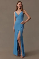 BHLDN Stella Sleeveless V-Neck Stretch Crepe Maxi Dress