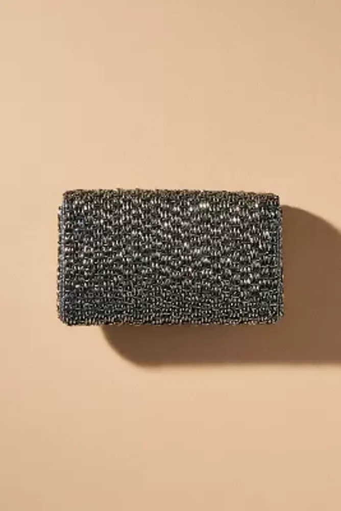 By Anthropologie Metallic Beaded Clutch