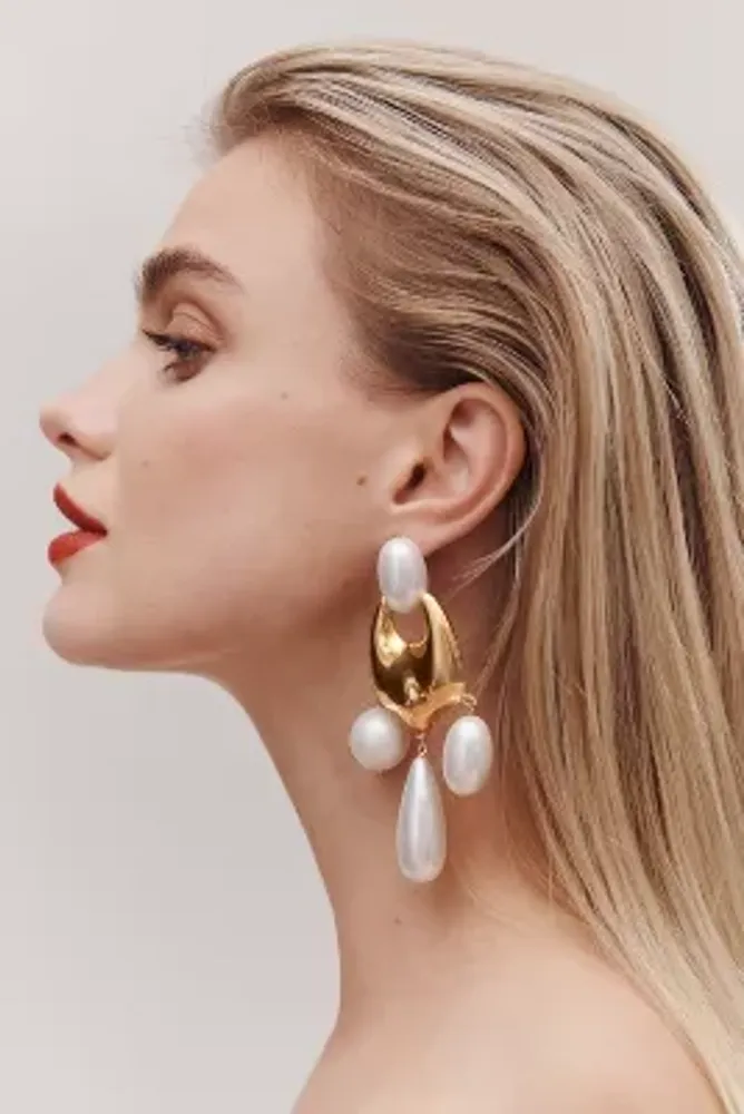 Pearl-Embellished Molten Earrings
